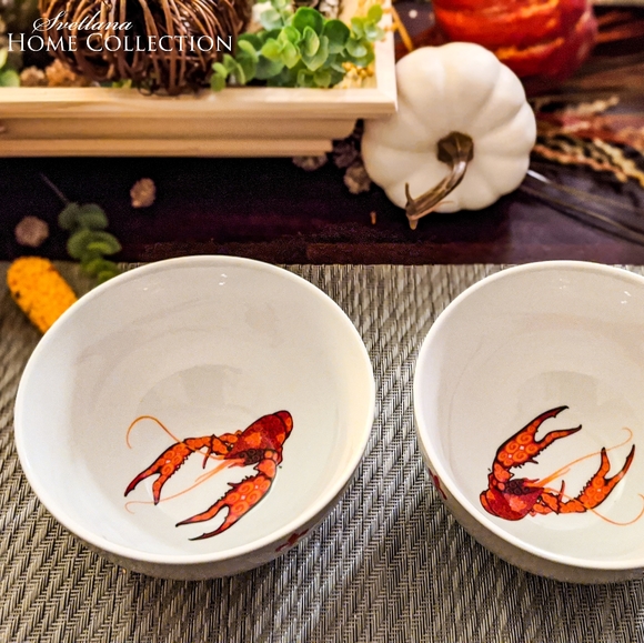 (2) Rare Brand New Porcelain Crawfish Bowls - Picture 6 of 8